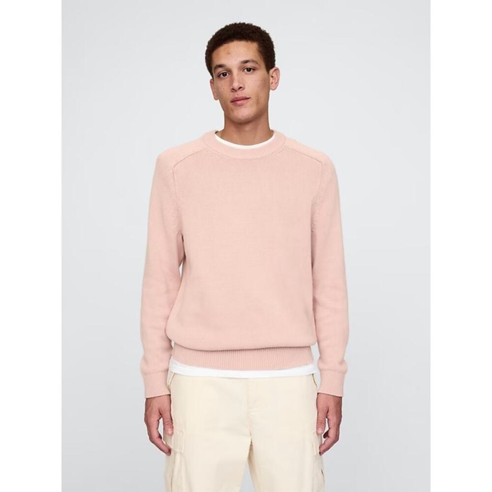 NWT GAP Men’s Pink 100% Cotton Crew Neck Sweater Jumper Size M Pastel Menswear